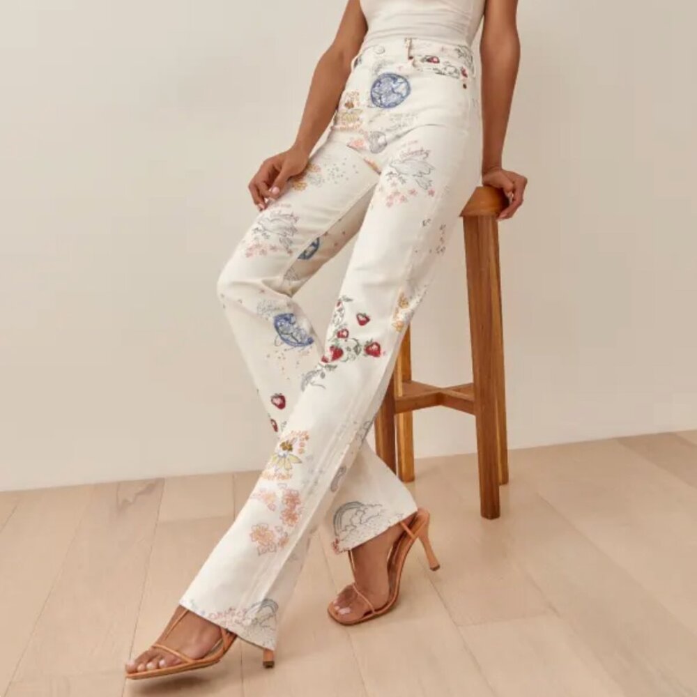 Cynthia Doodle High Rise Straight Long Jeans